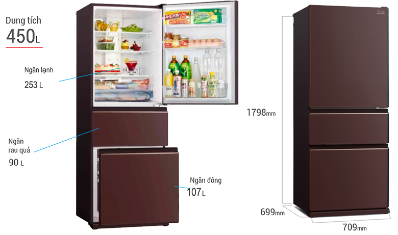Tủ lạnh Mitsubishi Inverter 450 lít MR-CGX56EP-GBR